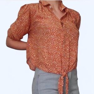 ✨NEW✨ Free People ✧ “Celia” Burnt Orange Tie-Hem Blouse
